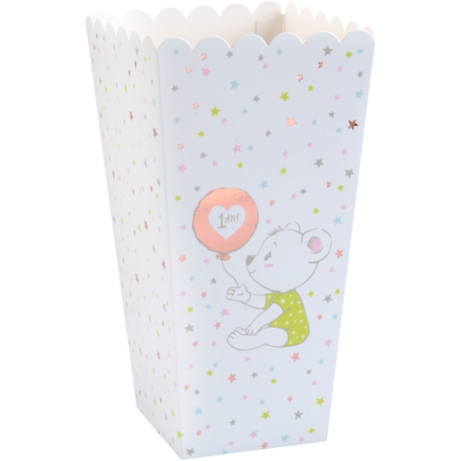 8 tarros de palomitas  Cumpleaño 1 año 