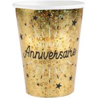 Contiene : 1 x 10 vasos de aniversario de oro espumoso