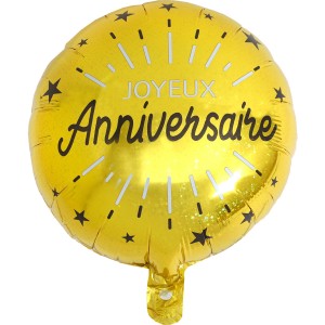 Globo plano de cumpleaos dorado brillante