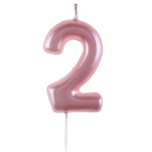Vela nmero 2 - Rosa pastel