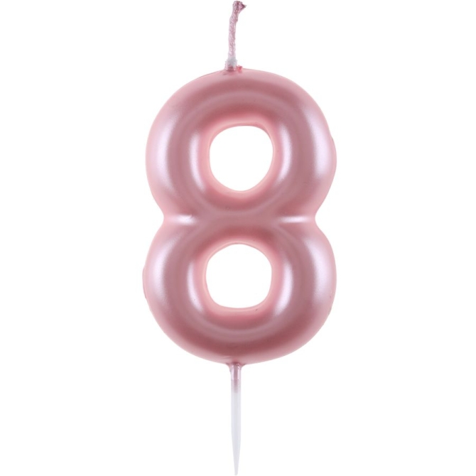Vela número 8 - Rosa pastel 