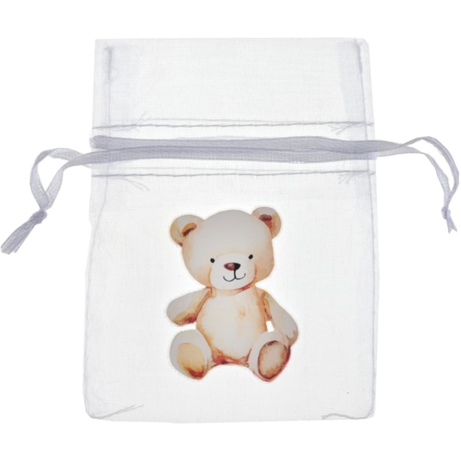 4 Pequeñas Bolsitas de Tela (10 cm) - Pequeño Osito
