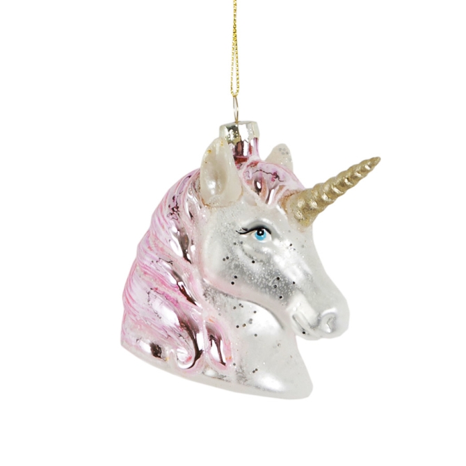 Decoracin para colgar Cabeza de Unicornio Rosa (11 cm) - Cristal 