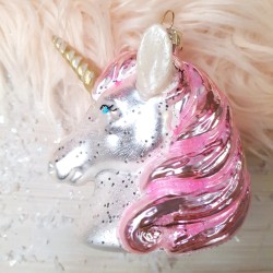 Decoracin para colgar Cabeza de Unicornio Rosa (11 cm) - Cristal. n2