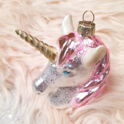 Decoracin para colgar Cabeza de Unicornio Rosa (11 cm) - Cristal. n3