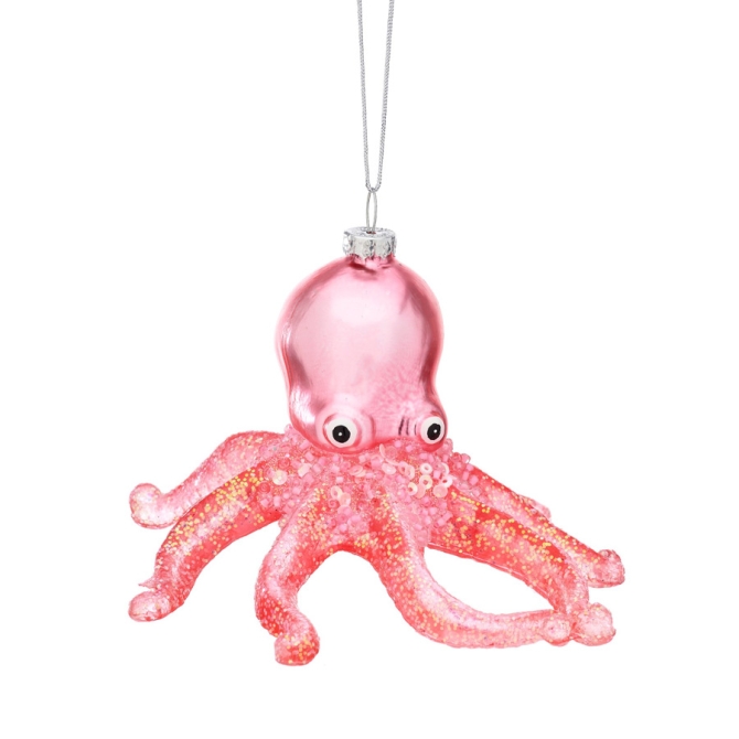 Decoracin para colgar Pulpo Purpurina (12, 5 cm) - Cristal 