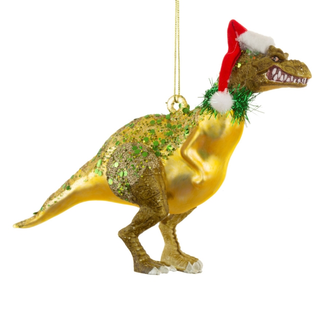 Decoracin para colgar Dino Santasaurus (18 cm) - Cristal 