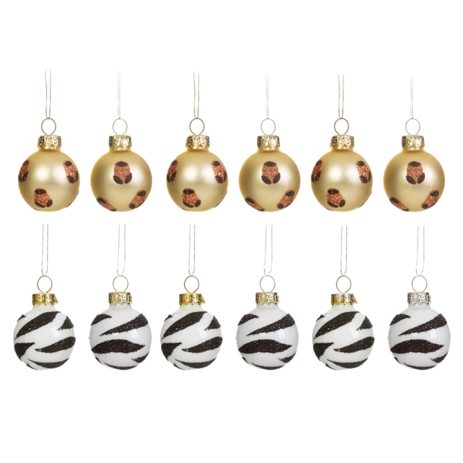 12 Mini Bolas Navideas Sabana ( 3 cm) - Cristal 