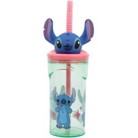 Gobelet en Plastique 360 ml avec Paille et Figurine 3D  Stitch