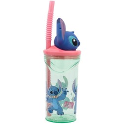 Gobelet en Plastique 360 ml avec Paille et Figurine 3D  Stitch. n1