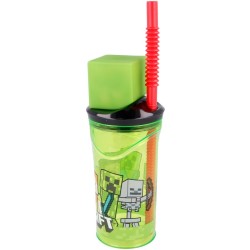 Gobelet en Plastique 360 ml avec Paille et Figurine 3D  Minecraft. n1