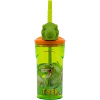 Gobelet en Plastique 360 ml avec Paille et Figurine 3D  Dino T-Rex