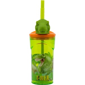 Gobelet en Plastique 360 ml avec Paille et Figurine 3D – Dino T-Rex