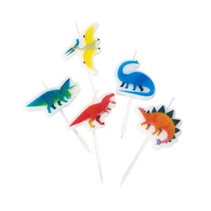 5 Mini Velas Dino Colors (6 cm)