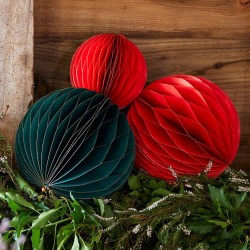Bola Nido de Abeja Purpurina Roja - 30 cm. n3