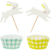 Kit 24 moldes y decoraciones para cupcakes - Conejo