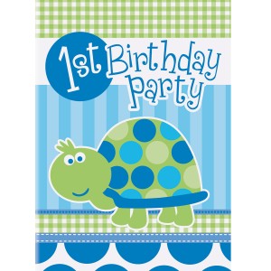 8 invitaciones de primer cumpleaos de tortuga azul