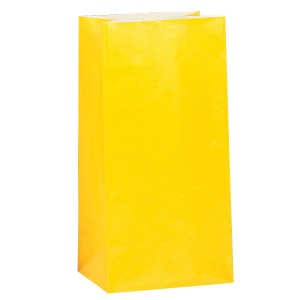 12 bolsas de papel amarillo