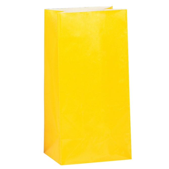 12 bolsas de papel amarillo 