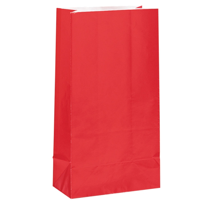 12 bolsas de papel rojo 