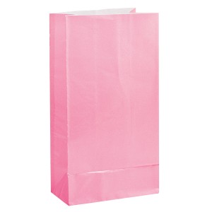 12 bolsas de papel rosa pastel