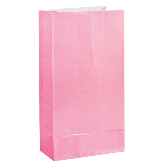 12 bolsas de papel rosa pastel 