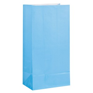 12 bolsas de papel azul cielo