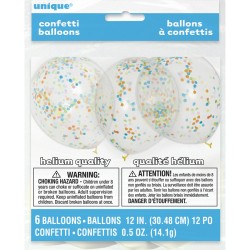 6 Globos Transparentes y Confeti Multicolor. n3