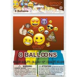 8 Globos Emoji Smiley Multicolores. n1