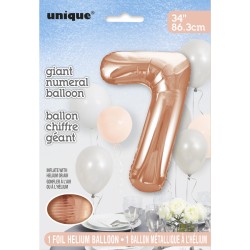 Globo Gigante Nmero 7 Oro Rosa (86cm). n1