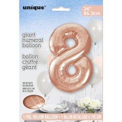 Globo Gigante Número 8 en Oro Rosa (86cm). n°1