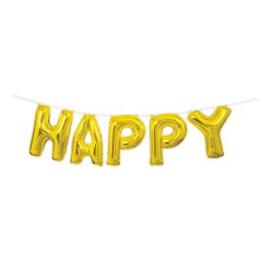 Guirnalda de globos dorados Happy Birthday. n1
