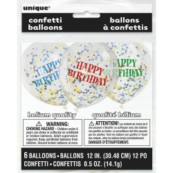 6 Globos Happy Birthday y Confeti Multicolor. n2