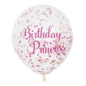6 globos de cumpleaos de princesa y confeti rosa/dorado
