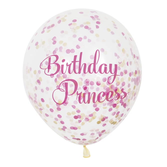6 globos de cumpleaos de princesa y confeti rosa / dorado 