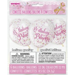 6 globos de cumpleaos de princesa y confeti rosa / dorado. n1