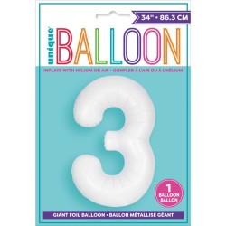 Globo gigante blanco mate - Número 3. n°1