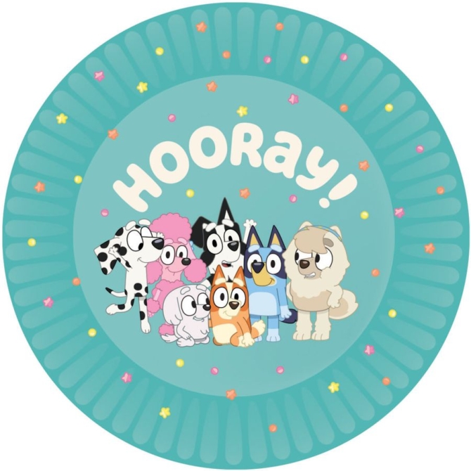 8 platos de Bluey Hooray 