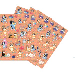 4 hojas de pegatinas de Bluey Hooray