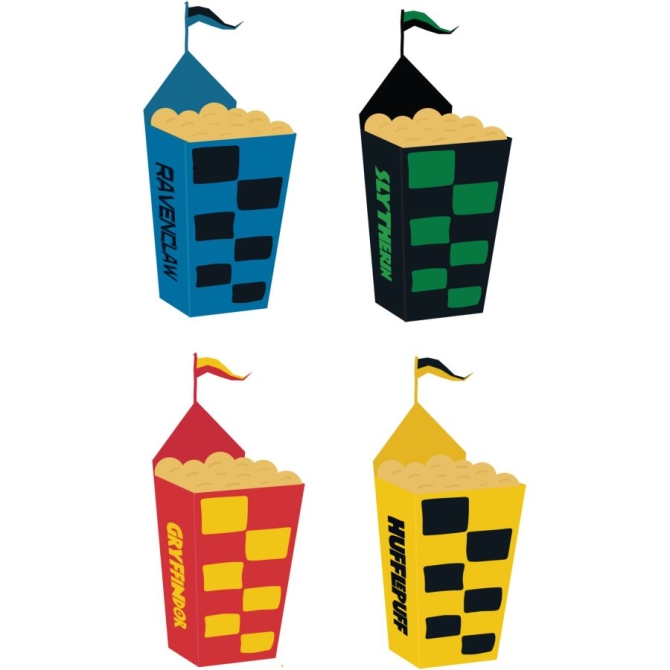 8 cajas de palomitas de ma�z de las casas de Harry Potter 