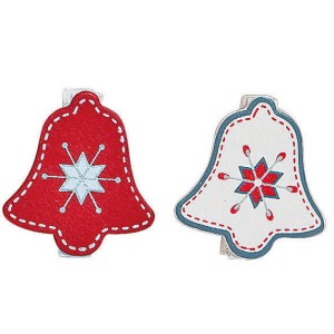 12 Clips de campana de Navidad pequeos (3,5 cm) - Madera