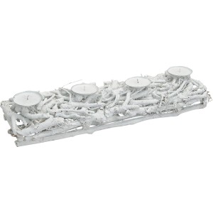 Adorno Adviento Rectangular Madera Blanca (60 cm)