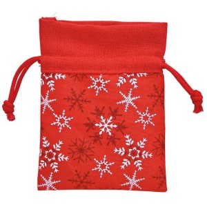 1 pequea bolsa de regalo de copo de nieve rojo - 13 cm