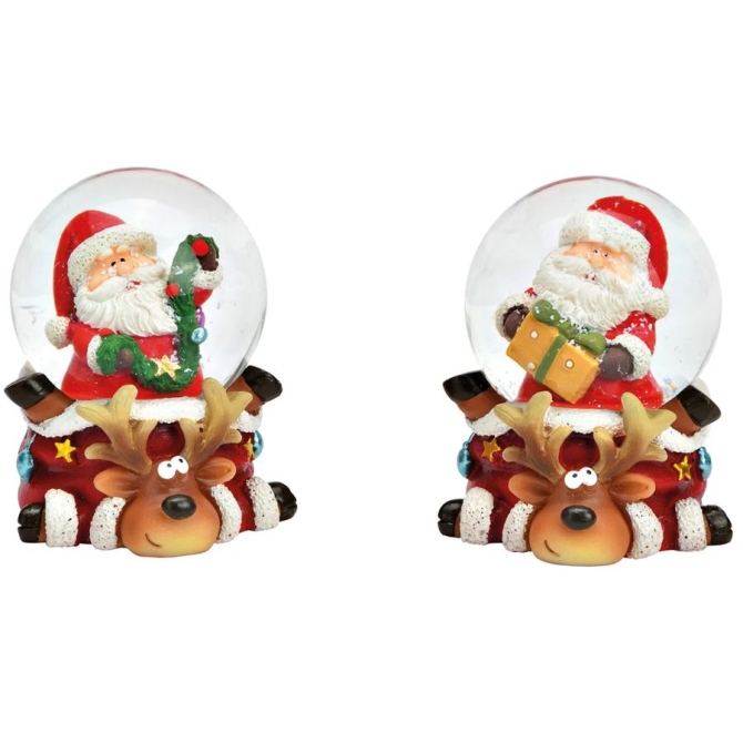 Bola de nieve – Papá Noel en un pedestal Alce