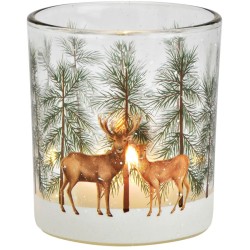 Portavelas de cristal con forma de ciervo navide�o. n�1