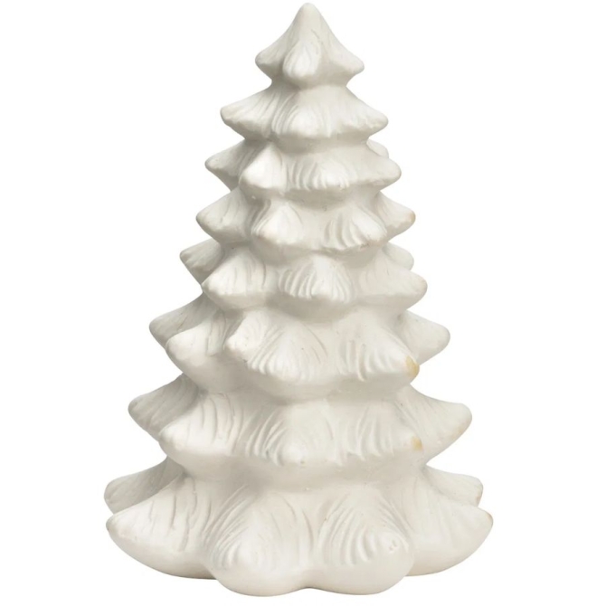 Adorno navideo  rbol de Navidad de porcelana blanca  11 cm 