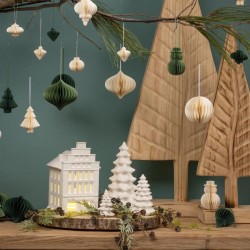 Adorno navideo  rbol de Navidad de porcelana blanca  11 cm. n2