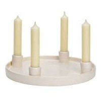 Corona de Adviento  Portavelas de barro blanco