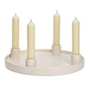 Corona de Adviento – Portavelas de barro blanco