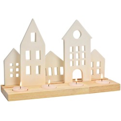 Arreglo de Adviento Blanco � Casitas de Porcelana y Madera. n�1